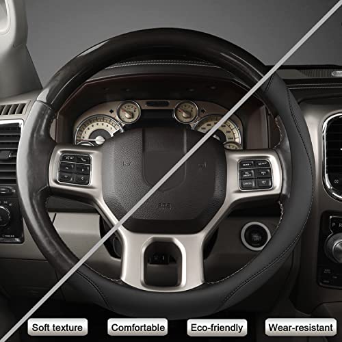 West Llama Customized Auto Car Steering Wheel Cover for Dodge 1989-2011 RAM 1500 2500 3500, Charger, Durango, Challenger (Black-Standard Size) - color: A-Black, size: Standard Size (14 ½''-15'')