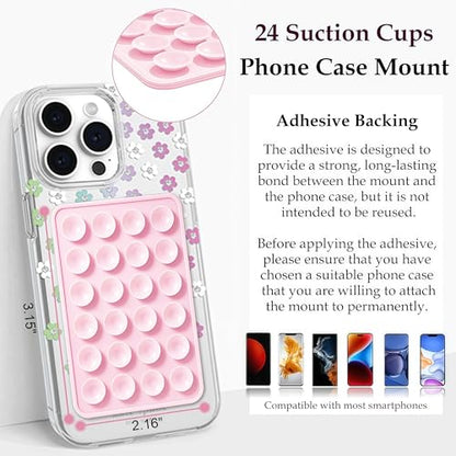 LvShuLiangPin 2 Pack Silicone Suction Phone Case Mount, Silicon Adhesive Phone Grip for Smartphones, Hands-Free Mirror Shower Phone Holder for Selfies, Tiktok Videos (Black&White) - color: Black&White