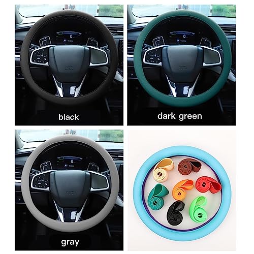 Cool Non-Slip Silicone Steering Wheel Protector, Car Steering Wheel Protective Cover, Non-Slip Car Steering Wheel Cover, Universal Fit Easy to Clean Steering Wheel Cover (deep Blue), RZX123
