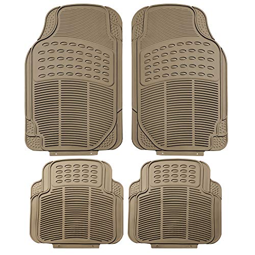 FH Group Automotive Floor Mats - Heavy-Duty Rubber Floor Mats for Cars, Universal Fit Full Set, ClimaProof Floor Mats, Trimmable Floor Mats For Most Sedan, SUV, Truck Floor Mats Beige - color: Beige, style: Full Set 4 PCS