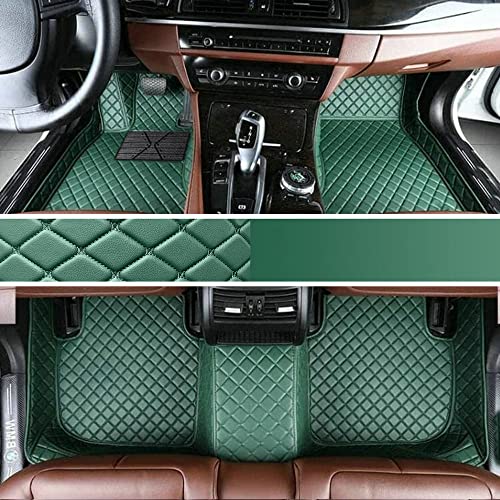 Custom Personalized Floor Mats for Cars - Luxury Full Coverage All Weather Mats, Anti-Slip Leather Mat Set, Fit for 99% of Cars, SUVs & Trucks (Green, A-Diamond) - color: Green + Green Line, size: A-Diamond