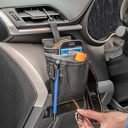 High Road DriverPockets Car Pouch - Air Vent Pocket and Vent Cell Phone Holder for Car - Front Seat Organizer with 3 Pockets, Hanging Hooks and Charging Port - color: Black