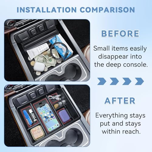 EDBETOS Console Organizer Compatible with 2014-2018 Chevy Silverado/GMC Sierra 1500 and 2015-2019 Silverado/Sierra 2500HD/3500HD Accessories Compartment Insert Tray - Full Console w/Bucket Seats ONLY - color: Red Trim