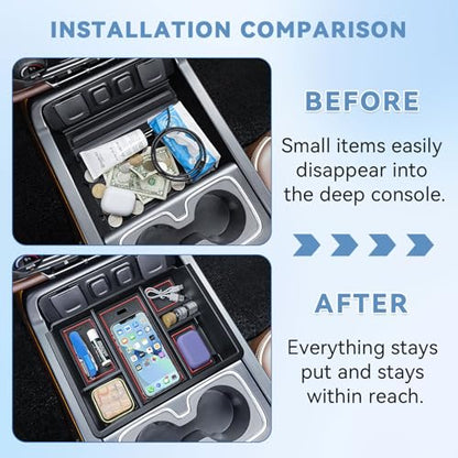 EDBETOS Console Organizer Compatible with 2014-2018 Chevy Silverado/GMC Sierra 1500 and 2015-2019 Silverado/Sierra 2500HD/3500HD Accessories Compartment Insert Tray - Full Console w/Bucket Seats ONLY - color: Red Trim