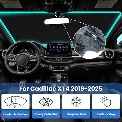 Windshield Sun Shade for Cadillac XT4 2019-2024 2025, Car Front Window Sunshade with 240T Sun Visor Protector Blocks UV Rays Heat Sun Shield Accessories - size: For XT4 2019-2025