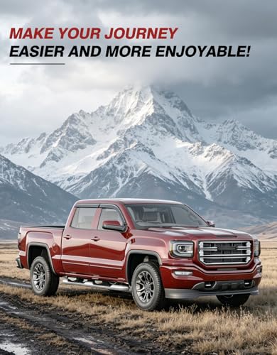Outside-Mount Window Rain Guards Fit for Chevrolet (Chevy) Silverado&GMC Sierra 1500 2500HD 3500HD Crew Cab 2014-2018, Extra Durable Window Visors Deflector Dark Smoke Vent Shades Car 4-pcs - size: 14-18 Silverado/Sierra 1500 2500HD 3500HD Crew Cab