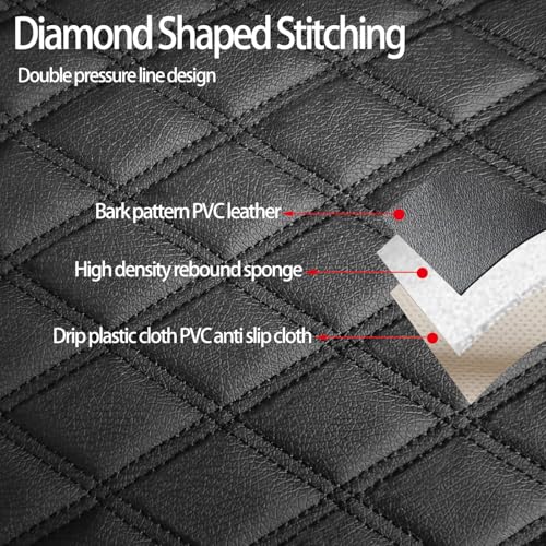 1 Pack PU Leather Quilting Front Car Seat Cover, Anti-Slip Full Wrap-Around Bottom Seat Protector Cushion with Storage Pocket, Universal Fit for Most Vehicles - Black - color: Black