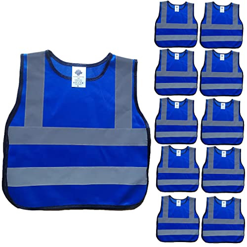 Dazonity kid's High Visibility Safety Vest, 10pcs,Reflective Strips, S,Fit for 3-6 Years old Boys & Girls, Walking or Back to School, - color: Blue-s-10pcs, size: 3-6 Years
