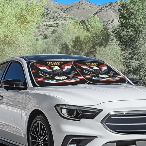 AFPANQZ 250th Eagle Print Car Visor Sun Protection Foldable Windshield Front Window Cover, Sun Shades Universal Fit for Car Auto Sedan Truck SUVs Travel Outdoor - color: 250th Eagle Print
