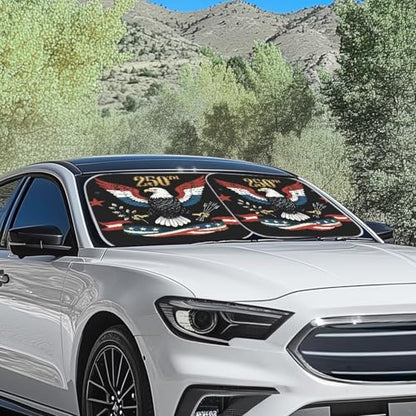 AFPANQZ 250th Eagle Print Car Visor Sun Protection Foldable Windshield Front Window Cover, Sun Shades Universal Fit for Car Auto Sedan Truck SUVs Travel Outdoor - color: 250th Eagle Print