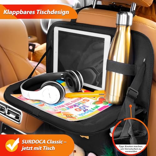 SURDOCA Backseat Car Organizer with Foldable Tray for Kids & Adults – NEW MODEL Seat Storage with Touchable Tablet Pocket, Roadtrip Essentials – Fits Most Vehicles - color: Black (2 Pack)