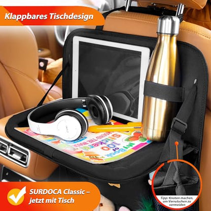 SURDOCA Backseat Car Organizer with Foldable Tray for Kids & Adults – NEW MODEL Seat Storage with Touchable Tablet Pocket, Roadtrip Essentials – Fits Most Vehicles - color: Black (2 Pack)