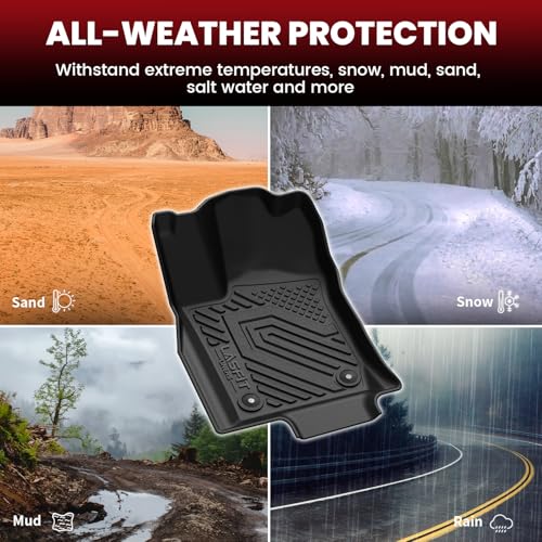 LASFIT Floor Mats for Dodge Durango 2013-2026, Fit 2nd Row Bench Seating(7seats), Not for 2nd Row Bucket Seating 6seats/5 Seats, All Weather TPE Custom Fit Car Mats Floor Liners, Black - style: 5) Durango | 2011-2026 |7 Seats Floor Mats