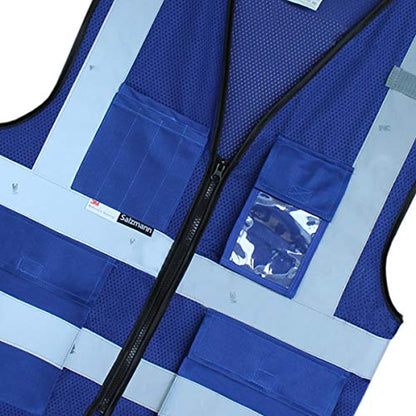 Salzmann Mesh Safety Vest | Hi Vis Multi Pocket Reflective Vest | 4 Colors – 5 Sizes | Made with 3M Reflective Material - color: Blue Mesh, size: X-Large