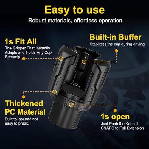Cup Holder Expander (Adjustable Holder & Base, Auto-Fit Hold, One Button Open), Car Cup Holder Expander for Yeti, Hydro Flask, Nalgene, Owala, Bottles in 2.6"- 4.8" (Black, 1 Pack) - color: Black, size: 1 Pack