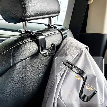 Car Seat Hooks 4 Pack, Headrest Hooks for Purses Groceries Bags with Metal Lock, Car Purse Holder Seat Back Storage Hooks