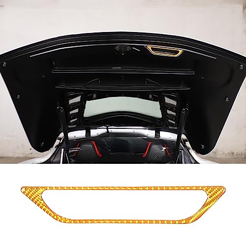 CHEAYAR Soft 3D Real Carbon Fiber Car Engine Compartment Handle Trim Cover Sticker Compatible with Corvette C8 Stingray Z06 Z51 2020 2021 2022 2023 Interior Decoration Accessories (Yellow) - color: Yellow