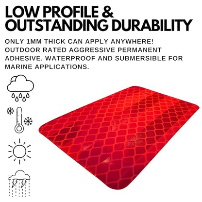 All Star Truck Parts Amber/Red 2x3 Rectangle High Visibility Reflective Stick-On Prism Reflector DOT-SAE Strong Weatherproof Trailer Camper RV Flatbed Fender Property Boat Marine Sign (Red, Qty 4) - color: RED, size: 4 PACK