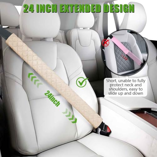 24 Inch Long Car Seatbelt Cover, Soft Comfort Seatbelt Protector Pads Strap Protecting Neck Shoulder Clothes for Car SUVS Truck (Beige) - color: Beige