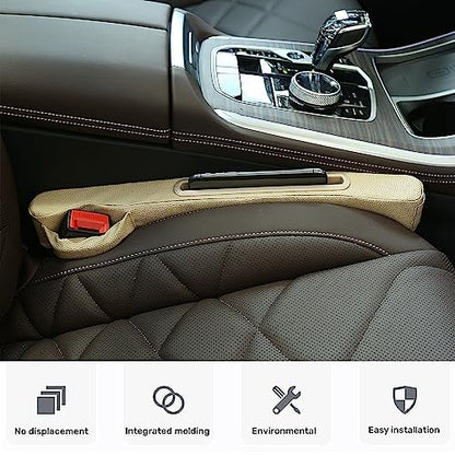 2 Pack Car Seat Gap Filler Organizer for Driver Side and Passenger Side Auto Center Console Side Filler Filler for Car Front Seat (Beige 2 pcs) - color: Beige -2 pcs