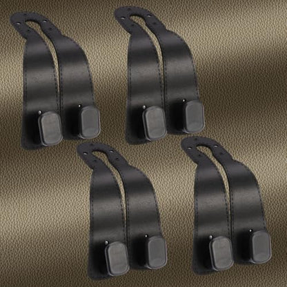 4 Pack Headrest Hooks for Car, Leather Car Seat Back Storage Hooks, Car Purse Holder for Purses and Handbags