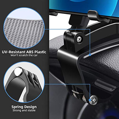 FONKEN Car Phone Mount, 360 Degree Rotation Dashboard Clip Mount, Compatible with iPhone 11/12 Pro Max XS Max XR 8 8Plus 7 Samsung Galaxy S10 S9 S8 LG and More - style: 1-Pack