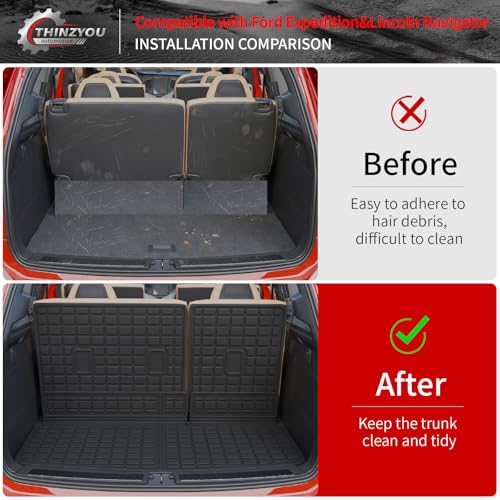 Cargo Mat Compatible with 2018-2024 Ford Expedition Lincoln Navigator (Not for Max or L Models) Cargo Liner Trunk Liner 2023 Expedition 7&8 Seats Accessories (Trunk Mat+Backrest Mats) - style: For Ford Expedition | 2018-2024