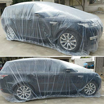 West Lake Car Essential Universal Disposable Clear Plastic Car Cover Suitable for SUV Sedan Mini Van, 24 Feet by 16 Feet Extra Large Size with Elastic Band