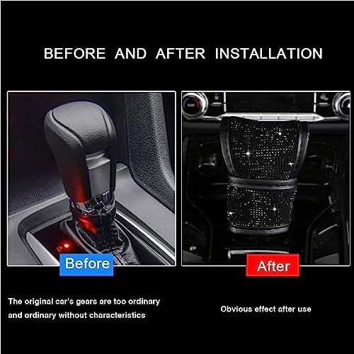 Auto Gear Shift Knob Cover with Crystal Glitter Bling Rhinestones,Car Knob Gear Stick Protector (Black Diamonds) - size: Gear Shift (Black Diamonds)