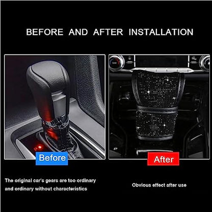 Auto Gear Shift Knob Cover with Crystal Glitter Bling Rhinestones,Car Knob Gear Stick Protector (Black Diamonds) - size: Gear Shift (Black Diamonds)