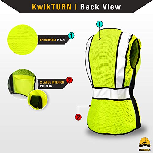 KwikSafety - Charlotte, NC - RoadBOSS Economy & Premium Safety Vest for Women [SNUG-FIT] Class 2 ANSI Tested OSHA - color: Yellow, size: Small, style: 1 Pack