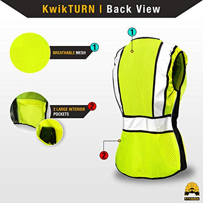 KwikSafety - Charlotte, NC - RoadBOSS Economy & Premium Safety Vest for Women [SNUG-FIT] Class 2 ANSI Tested OSHA - color: Yellow, size: X-Large, style: 1 Pack