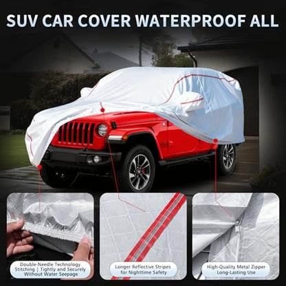 Car Cover Waterproof All Weather for Jeep Wrangler 4-Door 2006-2025,All-Around Fastening and 4 Upgrades, 60s Quick-Install for Car Cover - size: 3（for Jeep Wrangler ）
