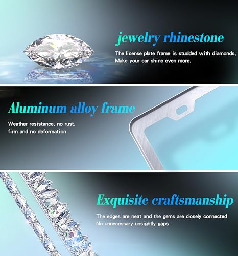 Bling License Plate Frame for Women,2 Pack Stainless Steel Rhinestone License Plate Frames | Holder Handmade Glitter Crystal Diamond Lincense Plate Cover for Girl Bedazzled Sparkly (White)… - color: CPJ-03-white-2