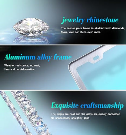 Rhinestone License Plate Frames 1 Pack Sparkly Glitter Bedazzled License Plate Frame Bling License Plate Holder Cover - High End Gift Box Packaging Bling Car Accessories for Women - color: CPJ-03-white-1pack