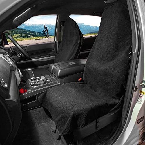 Leader Accessories 2pcs Waterproof Towel Front Seat Covers Black Non-Slip Bucket Seat Dog & Kid Auto Protector - color: Towel Black 2pcs