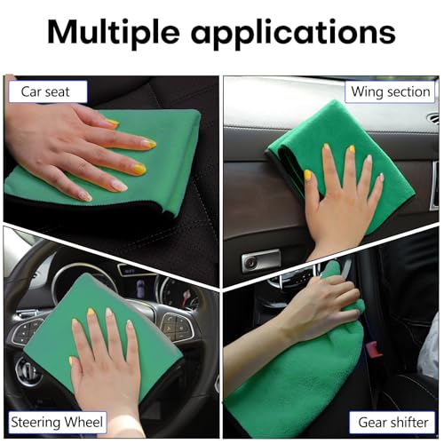 Hovom 3PCS Car Microfiber Towels, 23.62"×11.81" Lint-Free Microfiber Towels for Cars Wash Drying, Super Absorbent Cleaning Cloths, Reusable Washing & Detailing Towel, Car Cleaning Supplies (Green) - color: Green