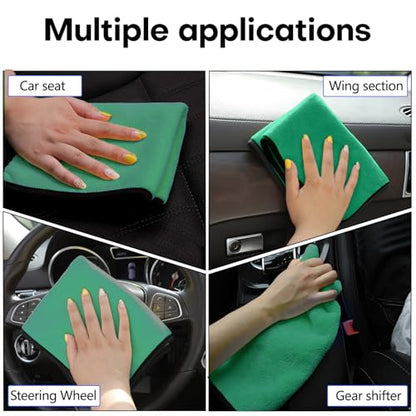 Hovom 3PCS Car Microfiber Towels, 23.62"×11.81" Lint-Free Microfiber Towels for Cars Wash Drying, Super Absorbent Cleaning Cloths, Reusable Washing & Detailing Towel, Car Cleaning Supplies (Green) - color: Green