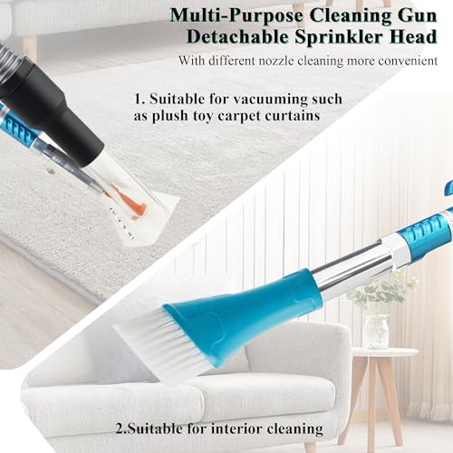 GOCCIDA 2IN1 Car Interior Detailing Air Blow Gun & vacunm Gun with Adjustable Air Flow Nozzle,Cleaning Gun Quickly Blasts Dirt and Dust from Surface Works with Air Compressor(Upgrade Rotate Tube) Blue - color: blue