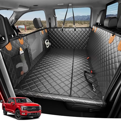 Zanch Heavy-Duty Dog Truck Seat Cover, Flat Solid Back Seat Extender for Multi Large Dogs, Hard Bottom Supports 450 lb, Waterproof Hammock Protector, XL for Full-Size Crew Cab Trucks & SUVs, Orange - color: Orange, size: XL - Full-size Trucks & SUVs