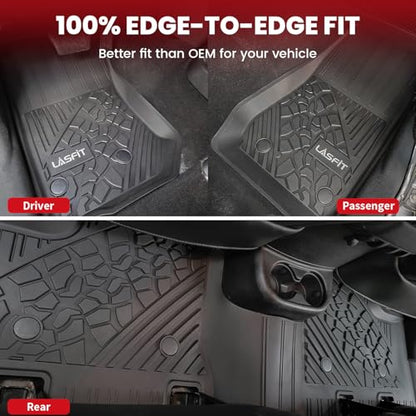 LASFIT Floor Mats for Jeep Wrangler JK 2014-2018 Unlimited 4-Door (NOT for JL or 2-Door) All Weather TPE Custom Fit Car Mats Floor Liners 1st & 2nd Row, Black - style: Wrangler JK 2014-2018 Floor Mats