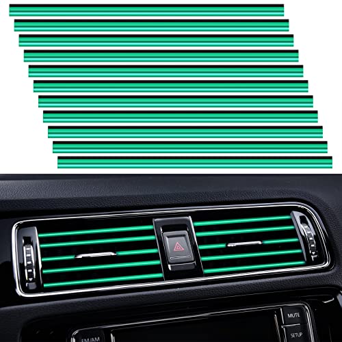 20 Pieces Universal Car Air Conditioner Vent Trim Decoration Strip Accessories, Waterproof Flexible Shiny Auto Car Interior Accessories for All Air Vent Outlet - color: C-Green