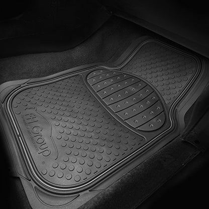 FH Group Automotive Floor Mats Climaproof for All Weather Protection Universal Fit Heavy Duty Rubber fits Most Cars, SUVs, and Trucks (Full Set Trim to Fit) Black - color: Black
