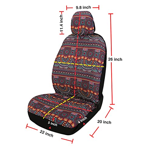 Baja Saddle Blanket Car Seat Covers 9PCS Full Set, Breathable and Washable Striped Woven Automotive Vehicle Seat Cover, Universal Boho Seat Cover for Sedan, SUV, Truck, Airbag Compatible - color: Red Baja, size: Full Set