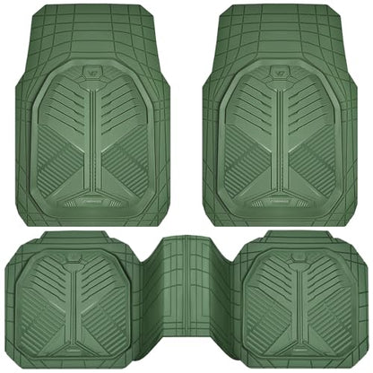 CAR PASS Heavy Duty Rubber Car Mats, Deepdish All Weather Floor Mats for Car Full Set, Universal Automotive Mats Trim to Fit for Sedans SUVs Trucks, Waterproof Anti-Slip Deep Tray 3 Pieces Olive Green - color: Olive Green