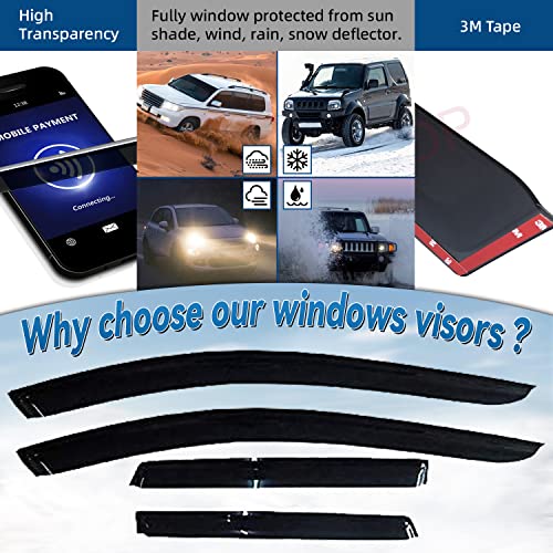 4pcs Front+Rear Smoke Sun/Rain Guard Outside Mount Tape-On Window Visors Compatible with 07-14 Edge 07-15 MKX - size: for 2007-2015 Edge & MKX