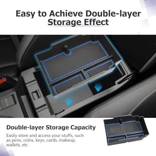 LUWU Center Console Organizer Compatible with Subaru Crosstrek & Impreza 2024-2026 Accessories Armrest Console Secondary Storage Box Insert Tray ABS Material with Coin Holder Blue - color: Crosstrek/Impreza 2023-2026 Blue