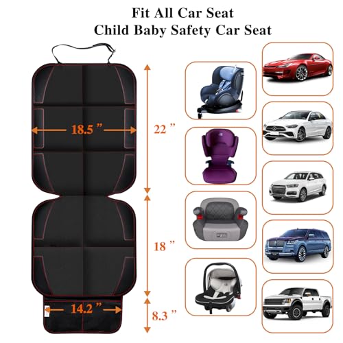 Car Seat Protector With Non-Slip Rubber Padded Backing, Waterproof Thickest Padding for Child Seats, No Imprint Under Baby Seat (Red-1pcs) - color: 1pcs-Black with Red Stitching
