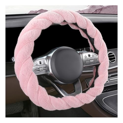 KVAEY Fluffy Car Steering Wheel Cover, 15 Inches Anti-Slip Round Fuzzy Winter Steering Wheel Protector, Soft Warm Plush Steering Wheel Cover for Women Girls, Car Accessories (Pink, D-Shaped) - color: Pink, size: D-Shaped