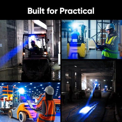 20W Blue LED Forklift Safety Light - Spotlight Pattern, Adjustable Mounting Bracket with Magnetic Base, 12-80V, IP68 Waterproof for Industrial and Warehouse Safety - style: Magnetic
